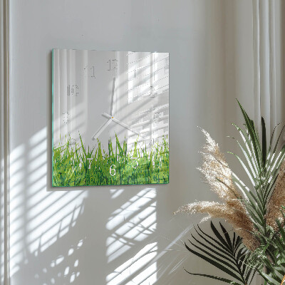 Horloge carrée en verre Herbe