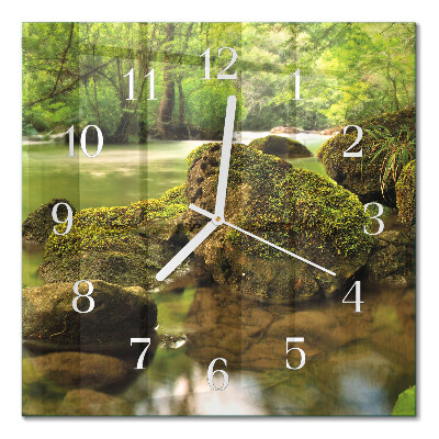 Horloge murale carrée Paysage fluvial