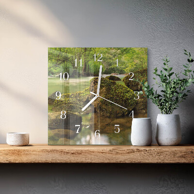 Horloge murale carrée Paysage fluvial