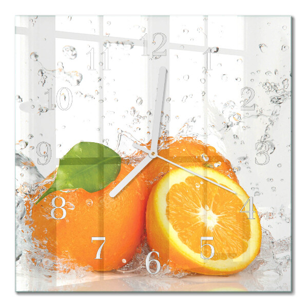 Horloge carrée en verre Oranges