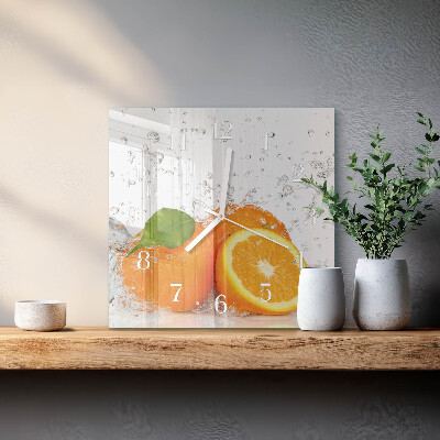 Horloge carrée en verre Oranges