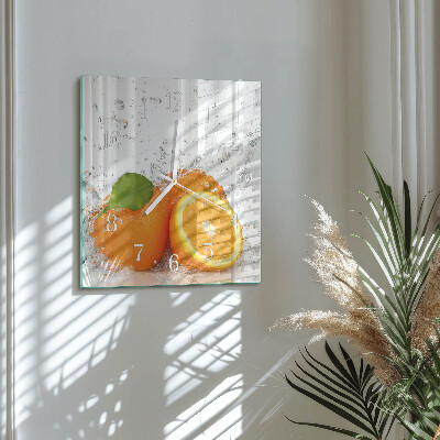 Horloge carrée en verre Oranges