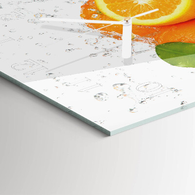 Horloge carrée en verre Oranges