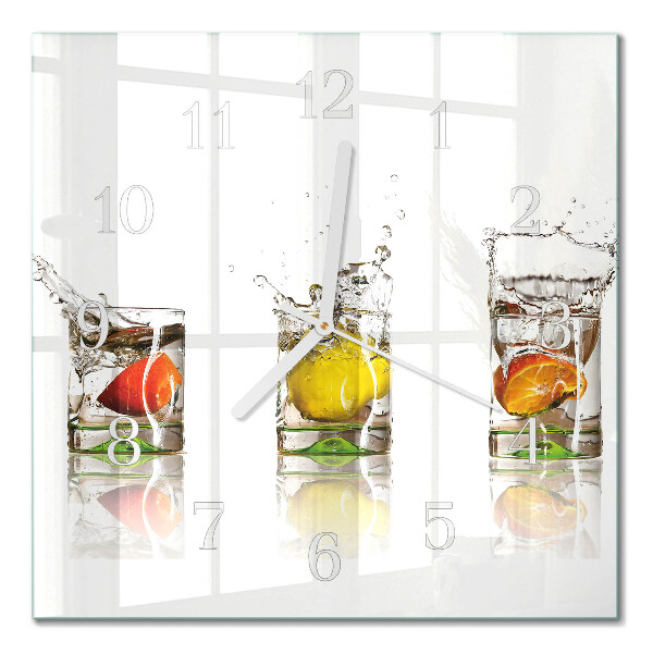 Horloge carrée en verre Coupes de fruits