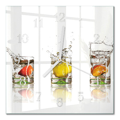 Horloge carrée en verre Coupes de fruits