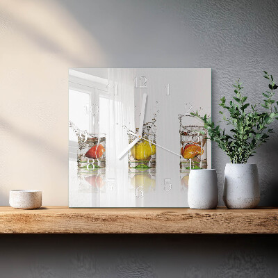 Horloge carrée en verre Coupes de fruits