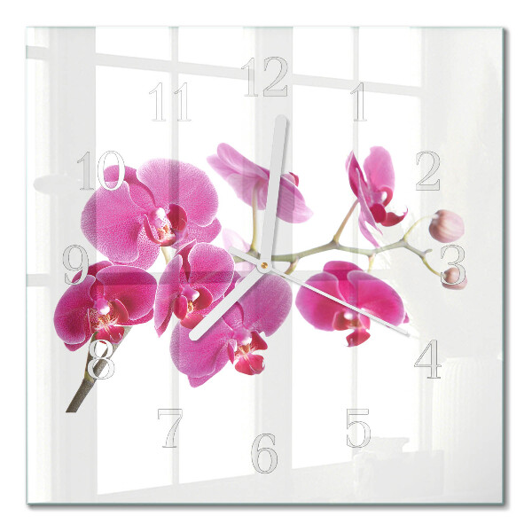 Horloge murale carrée Orchidée