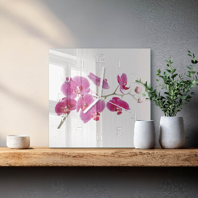 Horloge murale carrée Orchidée