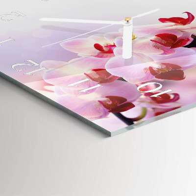 Horloge carrée en verre Orchidée