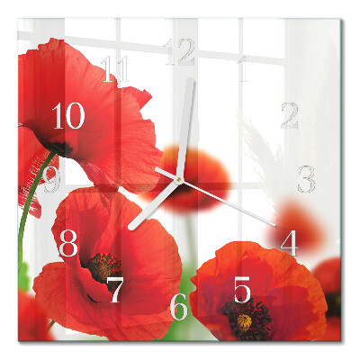Horloge carrée en verre Coquelicots