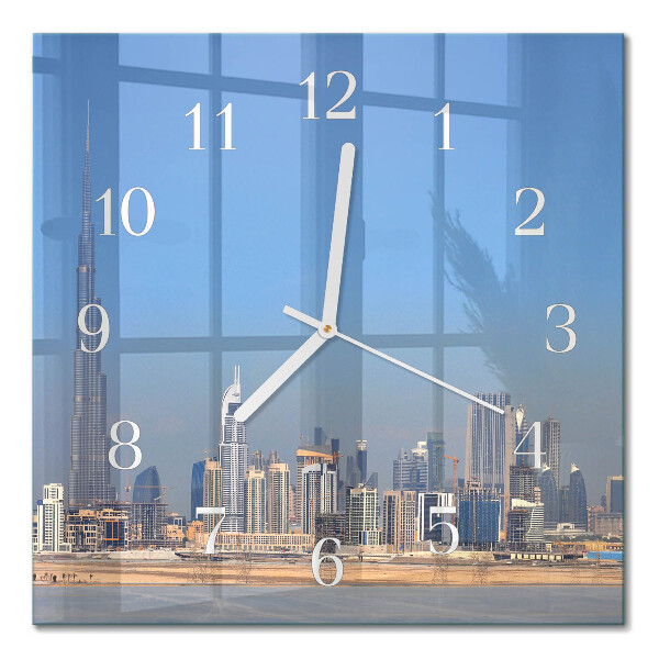 Horloge carrée en verre Horizon de dubaï