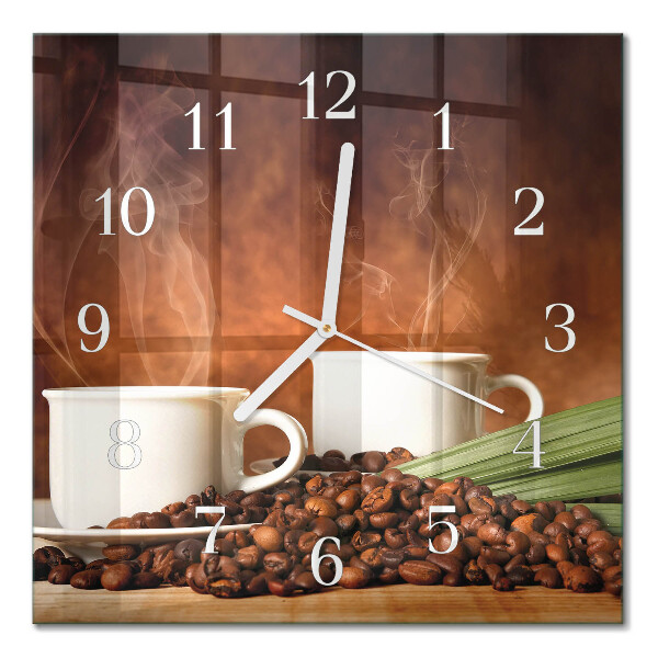 Horloge carrée en verre Tasses de café