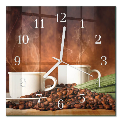 Horloge carrée en verre Tasses de café