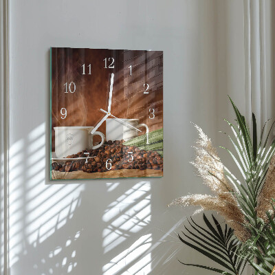 Horloge carrée en verre Tasses de café