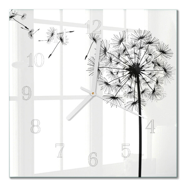 Horloge carrée en verre Pissenlit