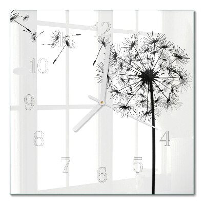 Horloge carrée en verre Pissenlit