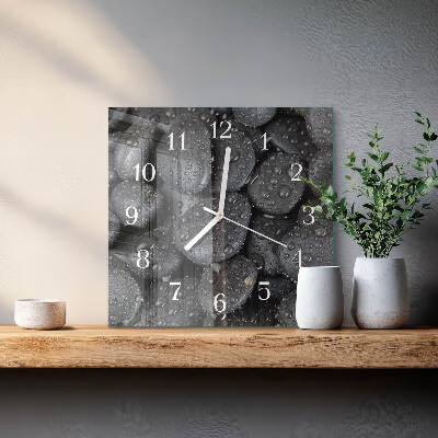 Horloge carrée en verre Eau de pierres