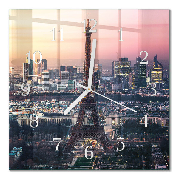 Horloge carrée en verre Tour eiffel paris