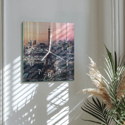 Horloge carrée en verre Tour eiffel paris