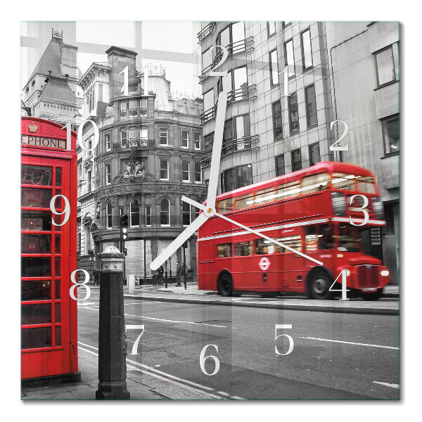 Horloge murale carrée Bus rouge