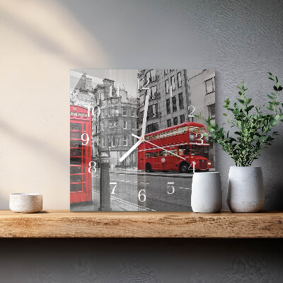 Horloge murale carrée Bus rouge