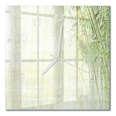 Horloge carrée en verre Bambou