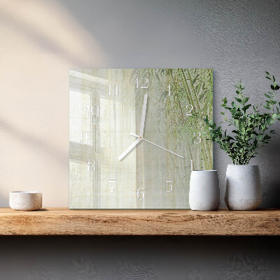 Horloge carrée en verre Bambou