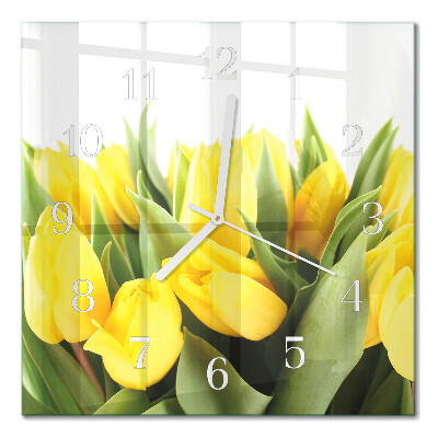 Horloge carrée en verre Tulipes