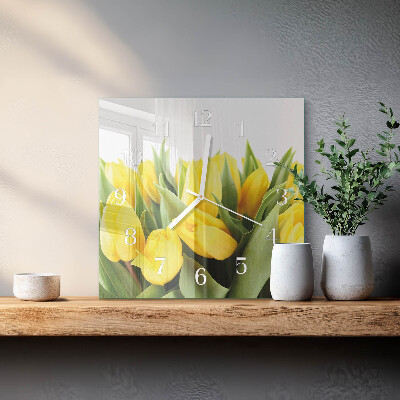 Horloge carrée en verre Tulipes