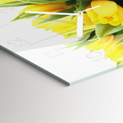 Horloge carrée en verre Tulipes