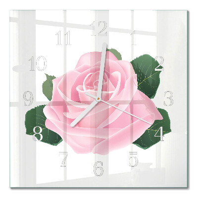 Horloge carrée en verre Rose