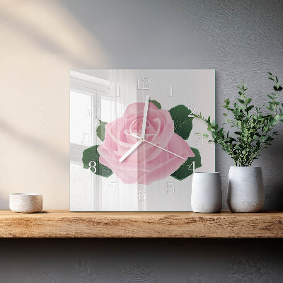 Horloge carrée en verre Rose