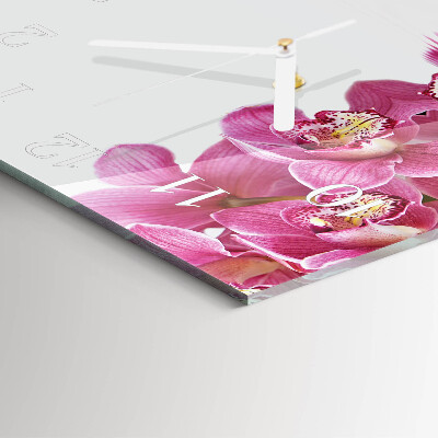 Horloge carrée en verre Orchidée