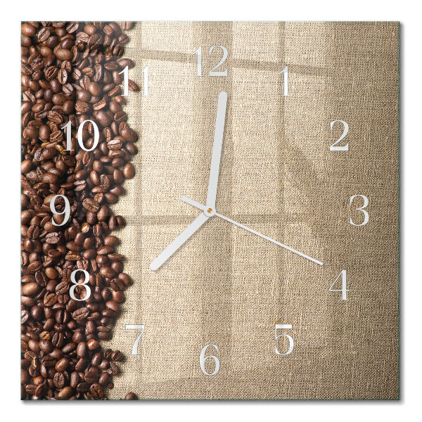 Horloge carrée en verre Café en grains