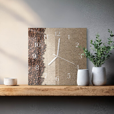 Horloge carrée en verre Café en grains