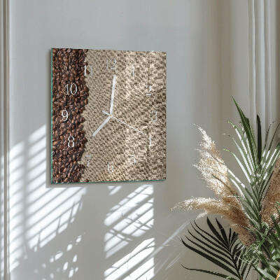 Horloge carrée en verre Café en grains