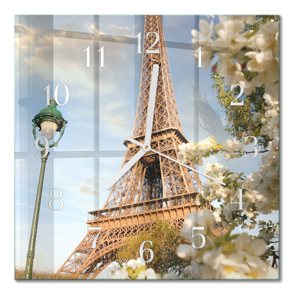 Horloge carrée en verre Tour eiffel paris