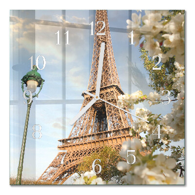 Horloge carrée en verre Tour eiffel paris