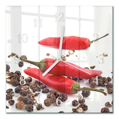 Horloge carrée en verre Piments