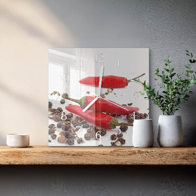 Horloge carrée en verre Piments