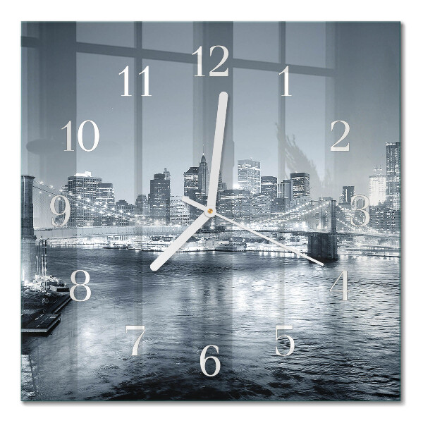 Horloge carrée en verre Horizon nocturne