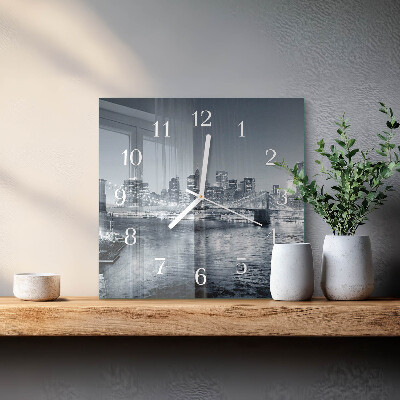 Horloge carrée en verre Horizon nocturne