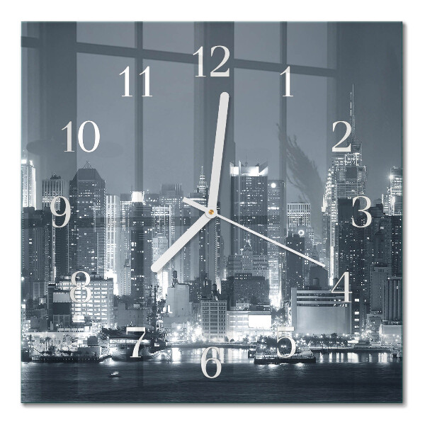 Horloge carrée en verre Horizon nocturne