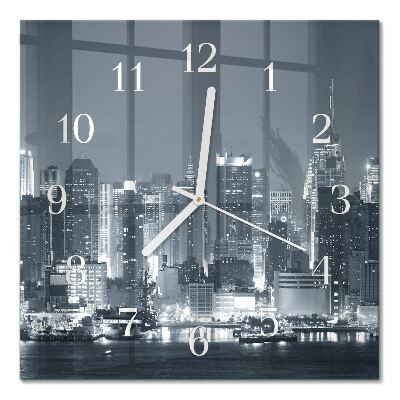 Horloge carrée en verre Horizon nocturne