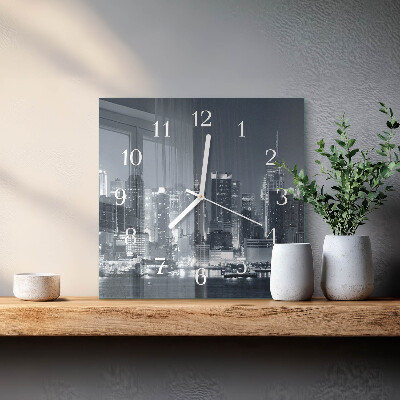 Horloge carrée en verre Horizon nocturne