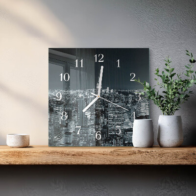 Horloge carrée en verre Horizon nocturne