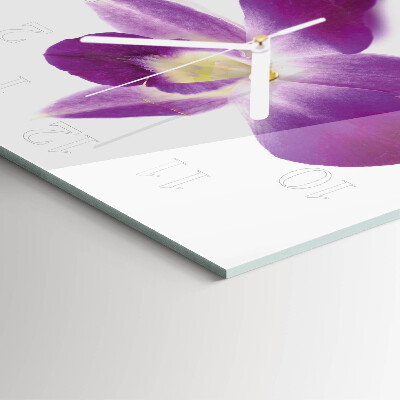 Horloge carrée en verre Fleur d'orchidée