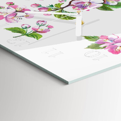 Horloge carrée en verre Fleurs