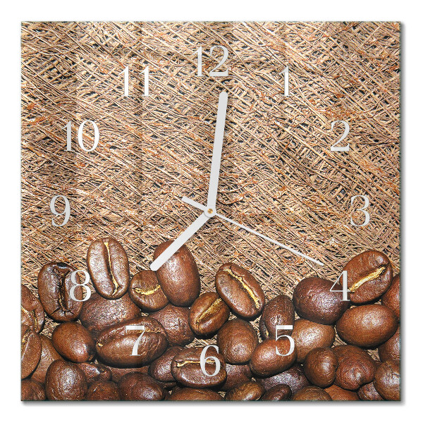 Horloge carrée en verre Café en grains