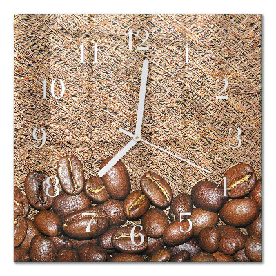 Horloge carrée en verre Café en grains